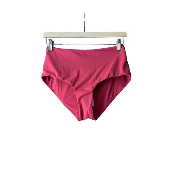 NWT Andie Women's The High Waisted Bikini Bottom Raspberry Sorbet Pink Size S - Picture 1 of 8